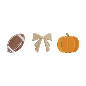 Pumpkin Football Coquette Bow Embroidery Design – Fall Machine Embroidery File