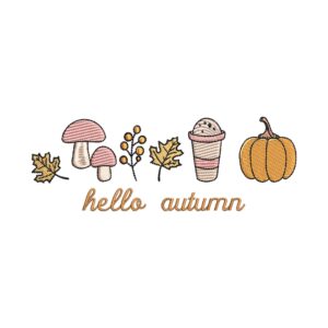 Fall Mushroom and Pumpkin Embroidery Design – Autumn Leaves Machine Embroidery File