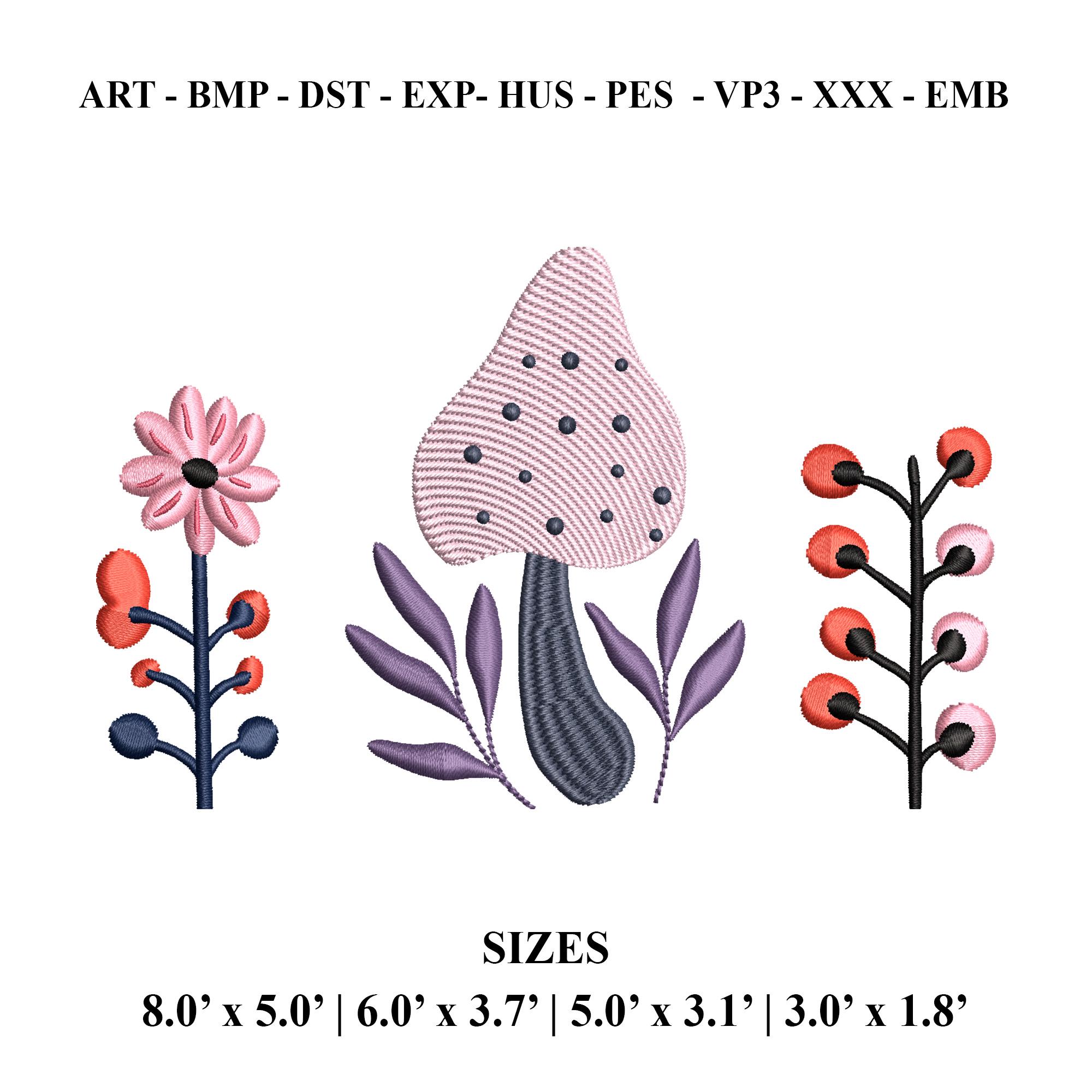Mushroom and Wildflower Embroidery Design – Fall Floral - Image 2