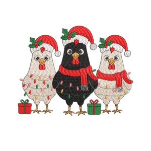 Funny Chicken Embroidery Design – Christmas Chicken Machine Embroidery File