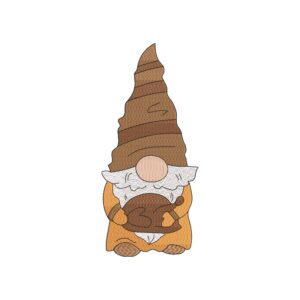 Fall Gnome with Turkey Embroidery Design – Thanksgiving Machine Embroidery File
