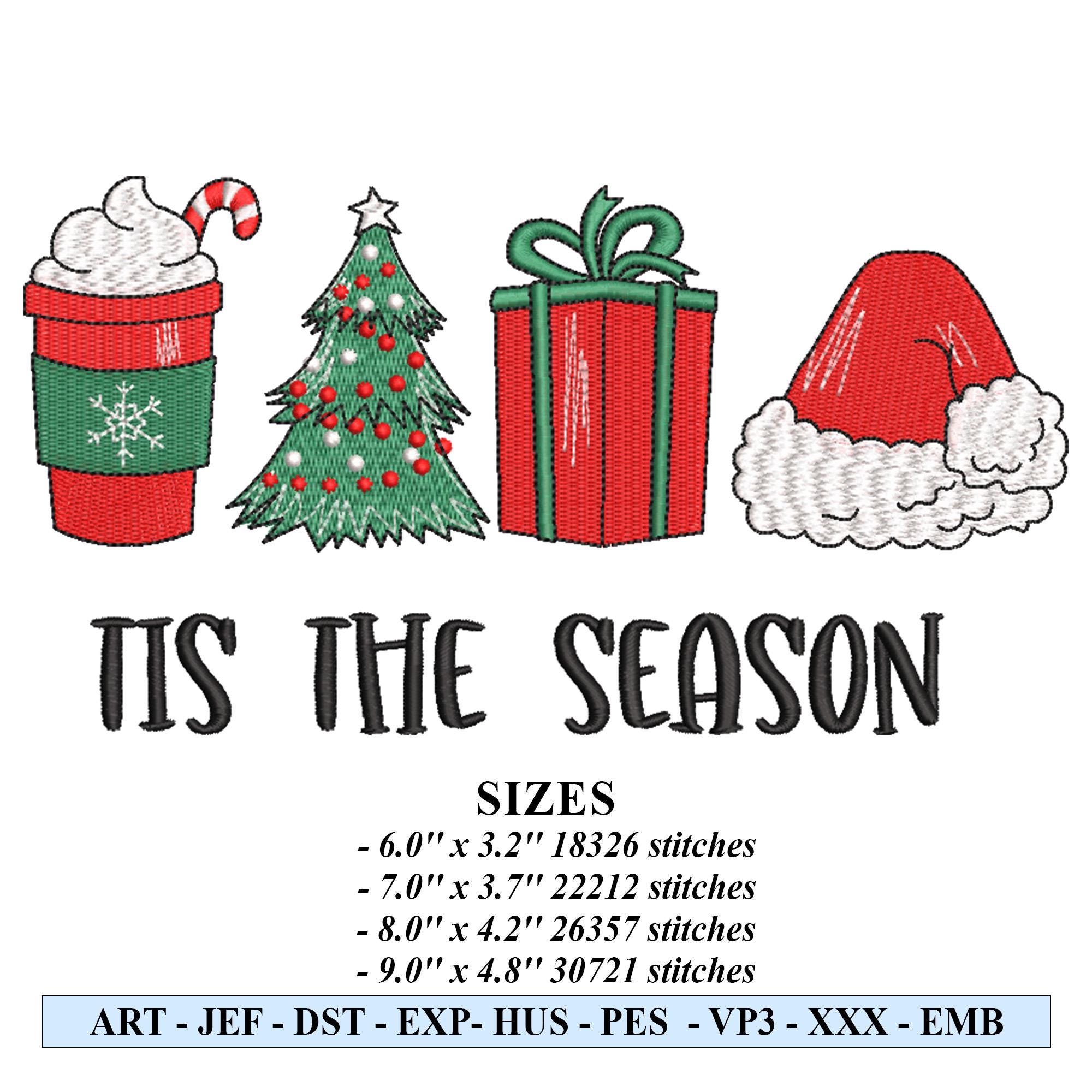 Tis the Season Santa Hat Christmas Tree Embroidery Design – Holiday Machine Embroidery File - Image 2