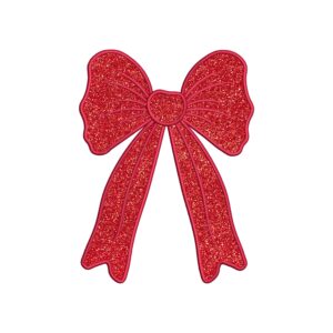 Christmas Side Bow Applique Embroidery Design – Holiday Bow Machine Embroidery File