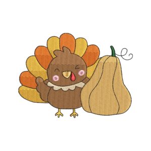 Turkey Thanksgiving Embroidery Design – Fall Pumpkin Machine Embroidery File