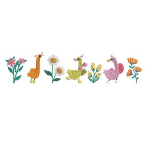 Christmas Geese and Flowers Embroidery Design – Wildflower Goose Machine Embroidery File