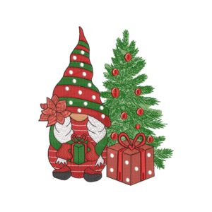 Christmas Tree and Gnome Embroidery Design – Winter Holiday Machine Embroidery File