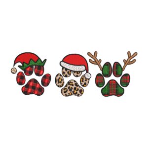 Christmas Paw Embroidery Design – Holiday Dog and Cat Machine Embroidery File