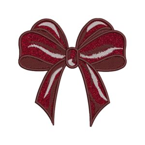 Side Bow Applique Embroidery Design – Classic Holiday Bow Machine Embroidery File