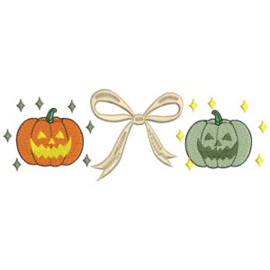 Coquette Pumpkins Embroidery Design – Halloween Fall Machine Embroidery File