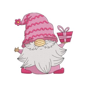 Valentine Gnome Embroidery Design – Cute Holiday Gnome Machine Embroidery File