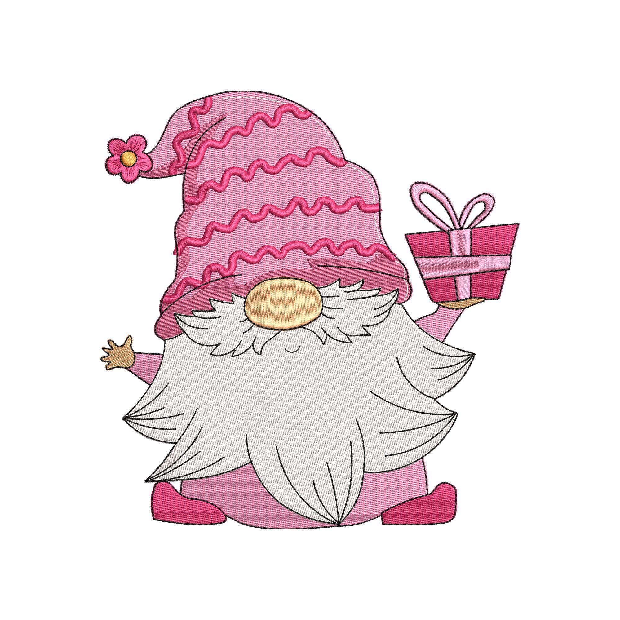 Valentine Gnome Embroidery Design – Cute Holiday Gnome Machine Embroidery File