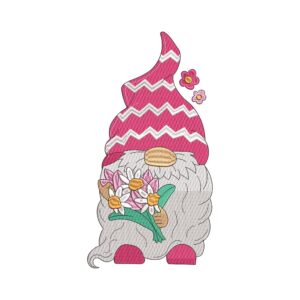 Pink Valentine Gnome Embroidery Design – Cute Gnome Machine Embroidery File