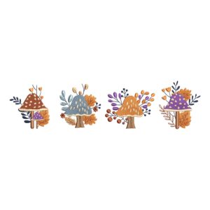 Mushroom with Berries Embroidery Design – Autumn Leaves Fall Machine Embroidery File