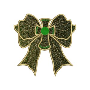 Christmas Cross Coquette Bow Applique Embroidery Design – Side Bow Machine Embroidery File