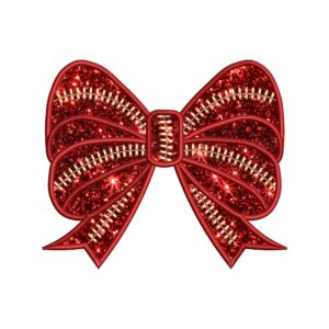 Sport Bow Applique Embroidery Design – Side Bow Holiday Machine Embroidery File