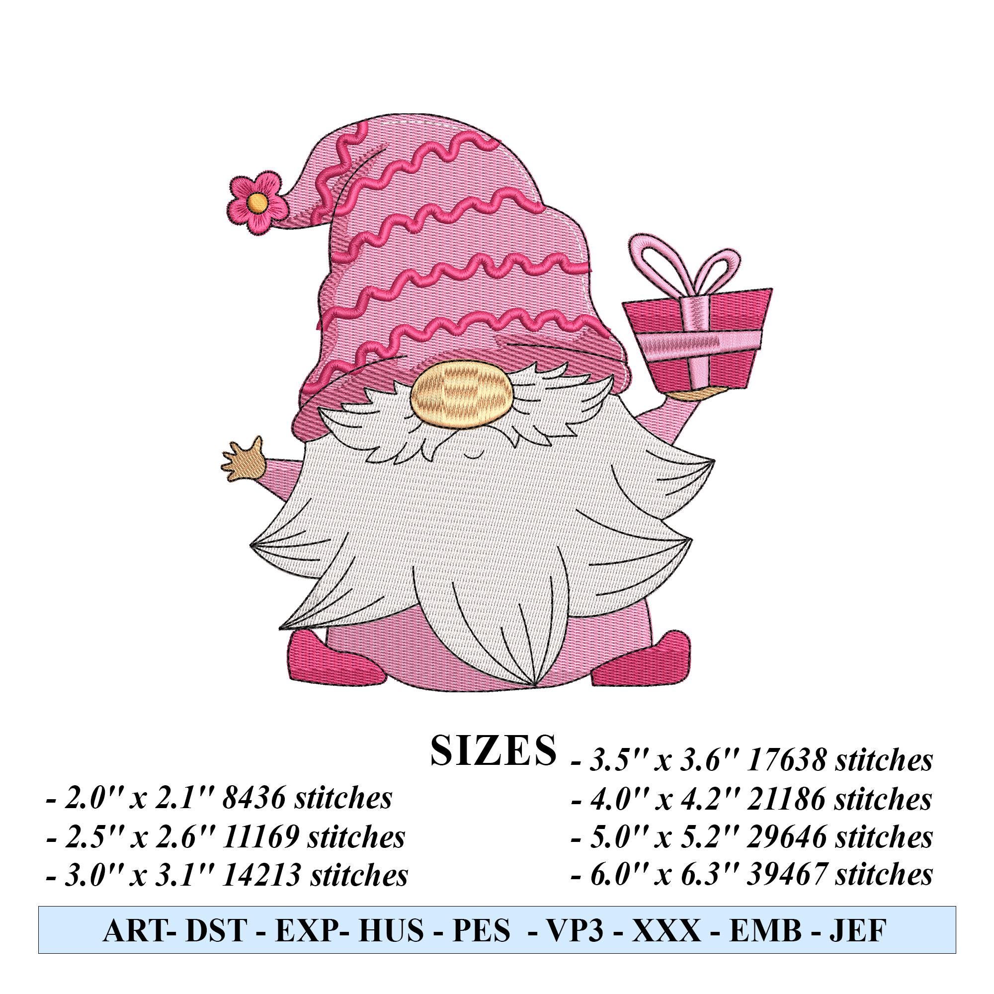 Valentine Gnome Embroidery Design – Cute Holiday Gnome Machine Embroidery File - Image 2