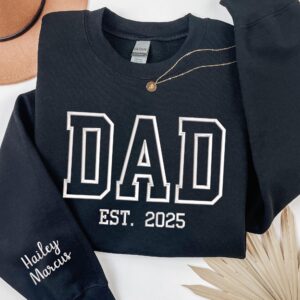Custom Dad Sweatshirt with Name on Sleeve