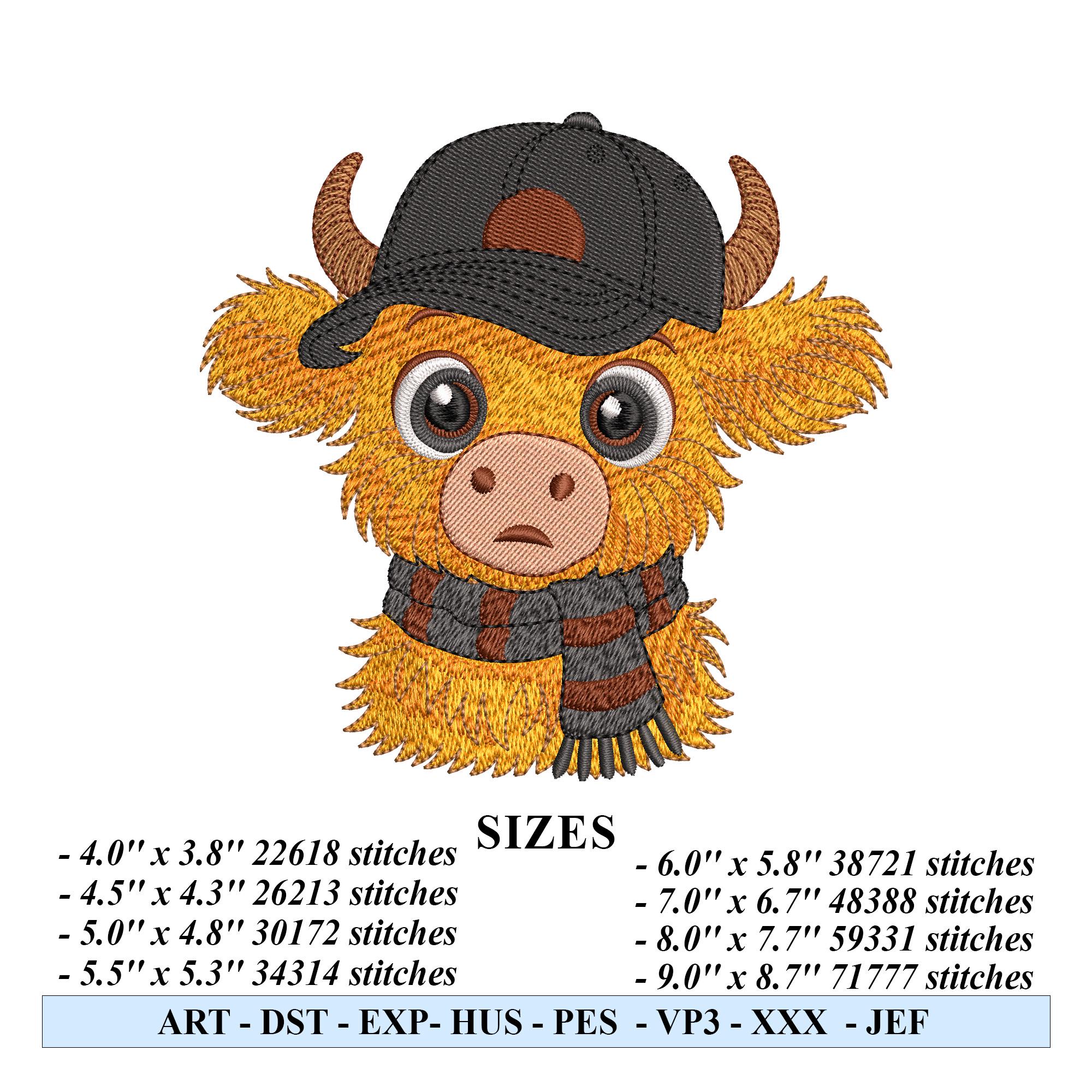 Baby Highland Cow Embroidery Design – Cute Farm Animal Machine Embroidery File for Kids - Image 2
