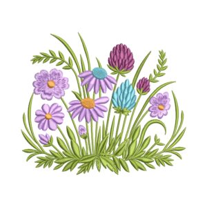 Wildflower Meadow Embroidery Design – Summer Daisy Flowers Machine Embroidery File