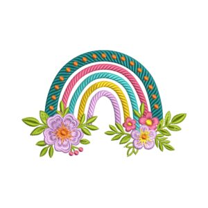 Floral Rainbow Embroidery Design – Pastel Boho Machine Embroidery File