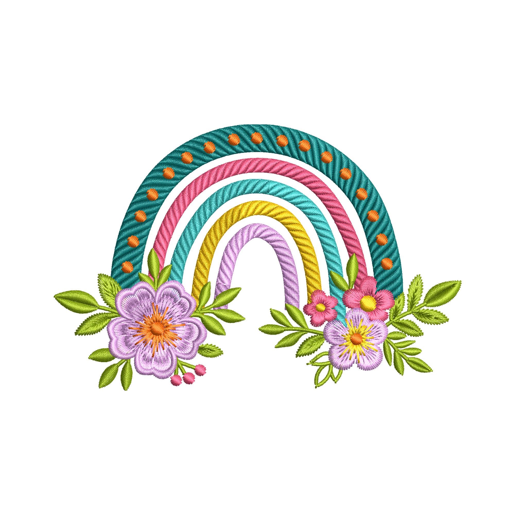 Floral Rainbow Embroidery Design – Pastel Boho
