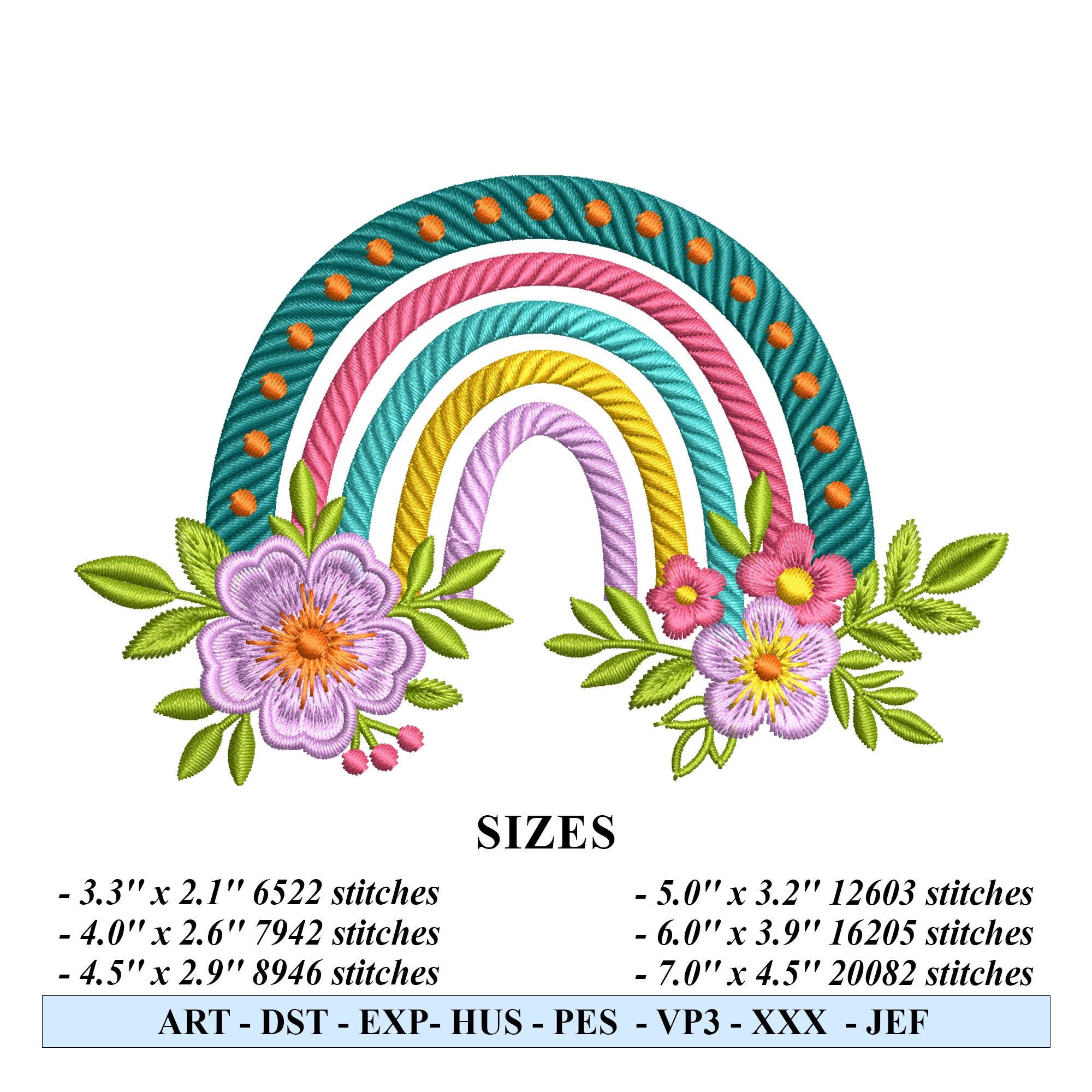 Floral Rainbow Embroidery Design – Pastel Boho - Image 2